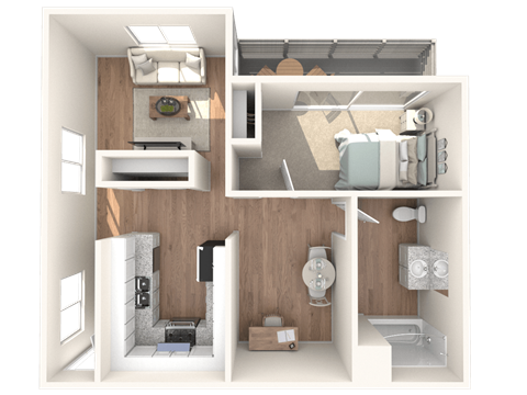 a floor plan of a 1 bedroom apartment